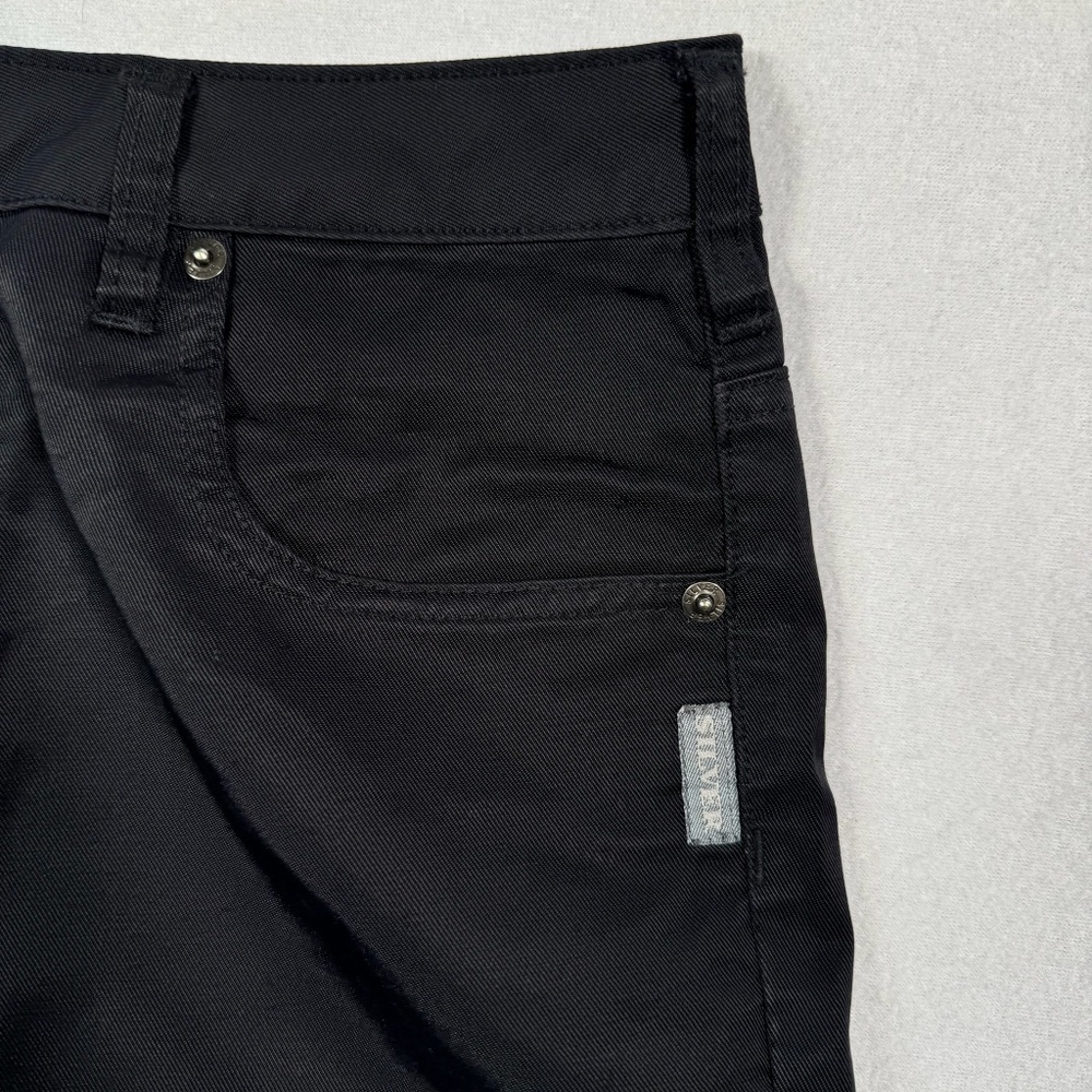 Silver Pants Womens 31X32 Black Flare Button Fly Nylon Mid Rise - Picture 10 of 11